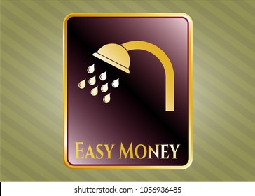  Gold emblem with shower icon and Easy Money text inside