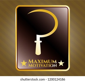  Gold emblem with sickle icon and Maximum Motivation text inside