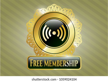  Gold emblem with signal icon and Free Membership text inside