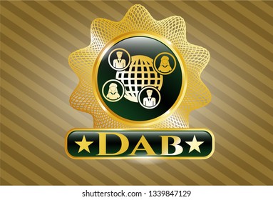  Gold emblem with social network icon and Dab text inside