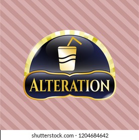  Gold emblem with soda icon and Alteration text inside