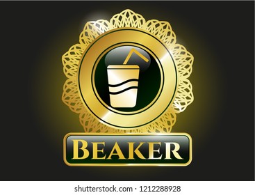  Gold emblem with soda icon and Beaker text inside