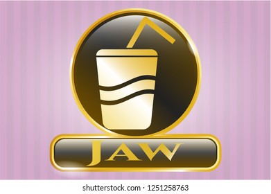  Gold emblem with soda icon and Jaw text inside
