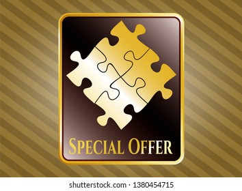  Gold emblem with solution icon and Special Offer text inside
