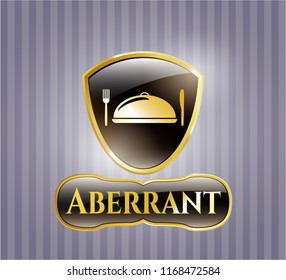  Gold emblem with special food icon and Aberrant text inside