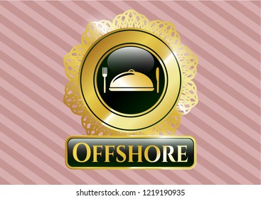  Gold emblem with special food icon and Offshore text inside