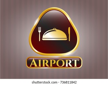  Gold emblem with special food icon and Airport text inside