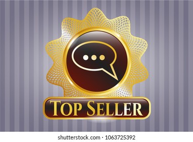  Gold emblem with speech bubble icon and Top Seller text inside