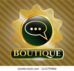  Gold emblem with speech bubble icon and Boutique text inside