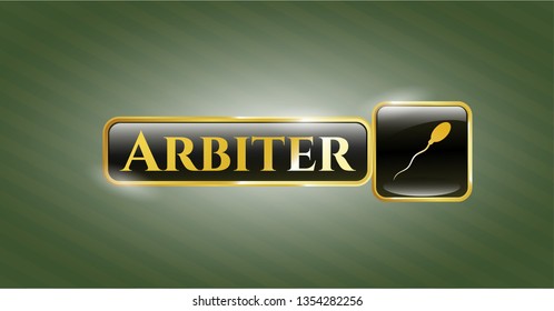  Gold emblem with sperm icon and Arbiter text inside