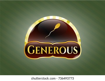  Gold emblem with sperm icon and Generous text inside