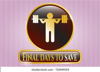  Gold emblem with squat icon and Final days to save text inside