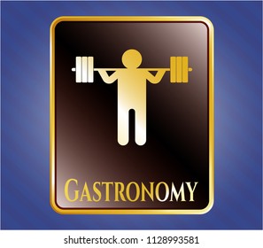  Gold emblem with squat icon and Gastronomy text inside