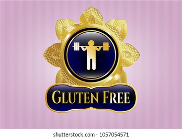  Gold emblem with squat icon and Gluten Free text inside