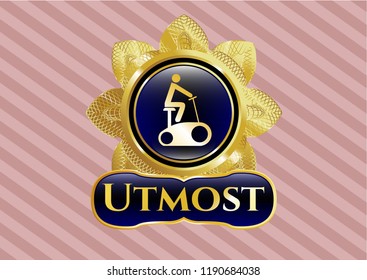  Gold emblem with stationary bike icon and Utmost text inside