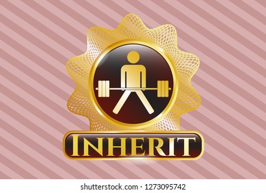  Gold emblem with sumo deadlift icon and Inherit  text inside