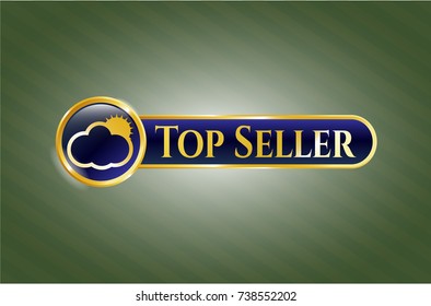  Gold emblem with sun behind cloud icon and Top Seller text inside