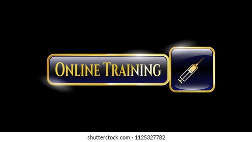  Gold emblem with syringe icon and Online Training text inside