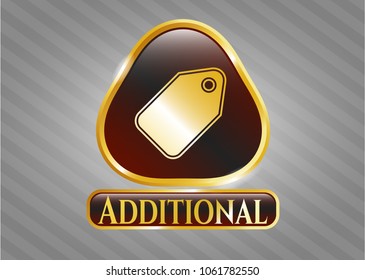  Gold emblem with tag icon and Additional text inside