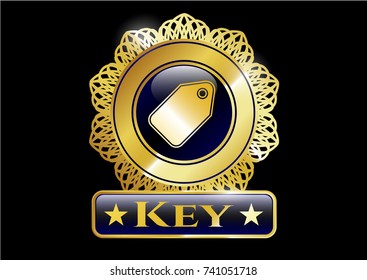  Gold emblem with tag icon and Key text inside