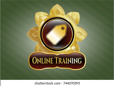  Gold emblem with tag icon and Online Training text inside