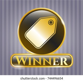  Gold emblem with tag icon and Winner text inside