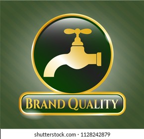  Gold emblem with tap icon and Brand Quality text inside