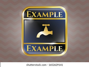  Gold emblem with tap icon and Example text inside