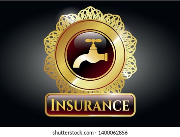  Gold emblem with tap icon and Insurance text inside