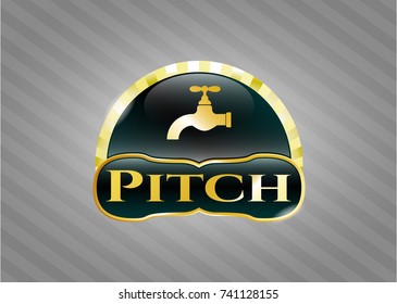  Gold emblem with tap icon and Pitch text inside