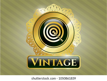  Gold emblem with target, business icon and Vintage text inside