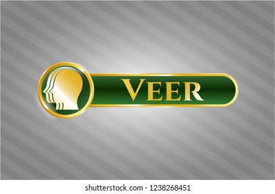  Gold emblem with team work icon and Veer text inside
