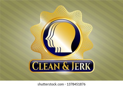  Gold emblem with team work icon and Clean & Jerk text inside