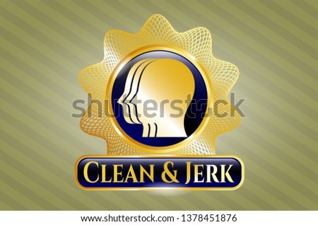  Gold emblem with team work icon and Clean & Jerk text inside