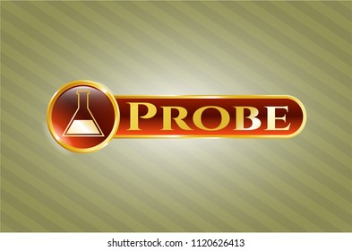  Gold emblem with test tube icon and Probe text inside