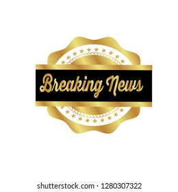 gold emblem with text braking news