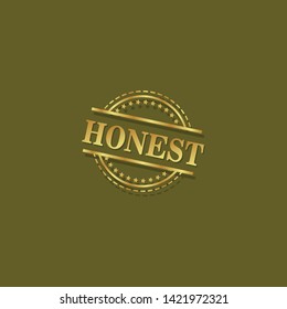gold emblem with text Honest inside