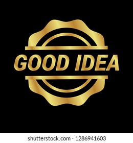 gold emblem with gold text inside. good idea emblem