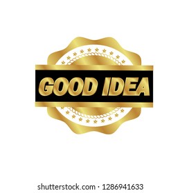 gold emblem with gold text inside. good idea emblem