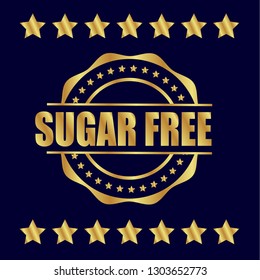 gold emblem with text sugar free.gold sticker,label