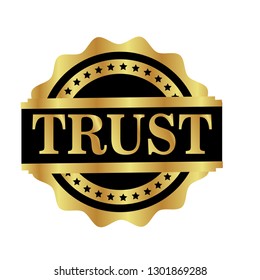 gold emblem with text trust inside.gold sticker,label,seal