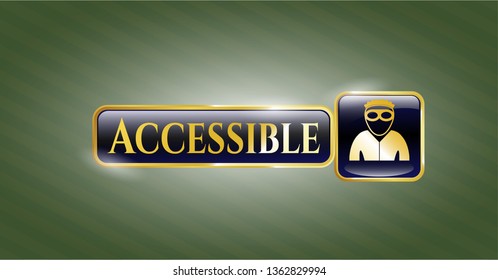  Gold emblem with thief icon and Accessible text inside