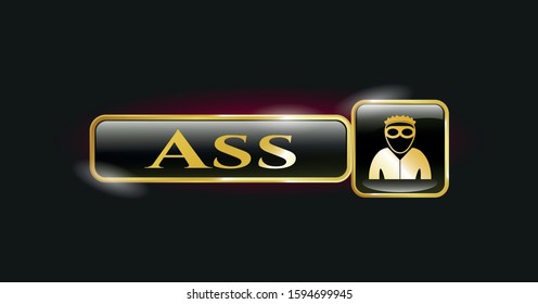  Gold emblem with thief icon and Ass text inside