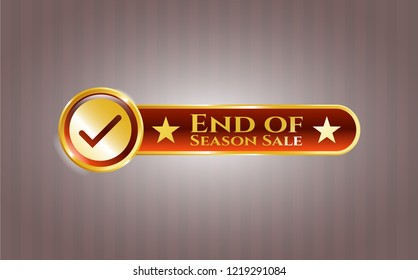  Gold emblem with tick icon and End of Season Sale text inside
