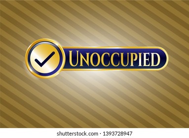  Gold emblem with tick icon and Unoccupied text inside