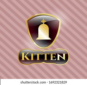  Gold emblem with tombstone icon and Kitten text inside