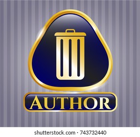  Gold emblem with trash can icon and Author text inside