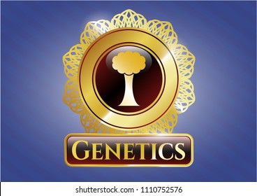  Gold emblem with tree icon and Genetics text inside