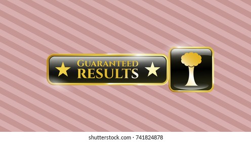  Gold emblem with tree icon and Guaranteed results text inside