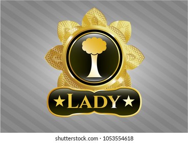  Gold emblem with tree icon and Lady text inside
